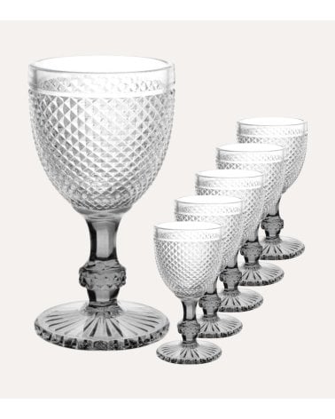 Set de 6 Copas de Vino Edición Especial de Cristal Tallado