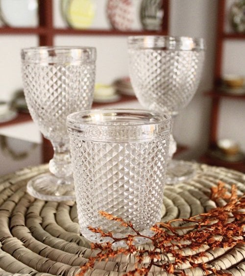 Set de 6 Copas de Vino Edición Especial de Cristal Tallado