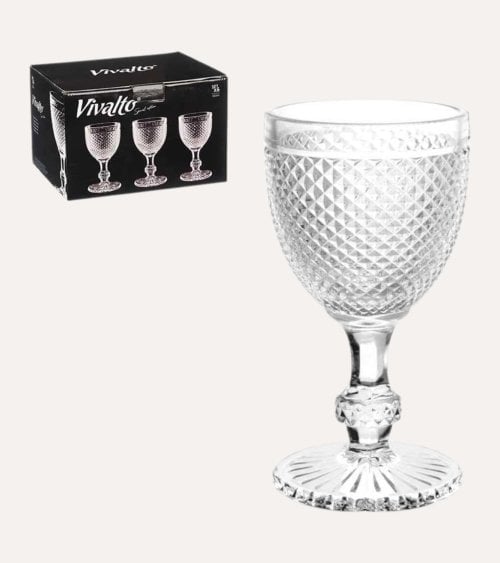 Set de 6 Copas de Vino Edición Especial de Cristal Tallado