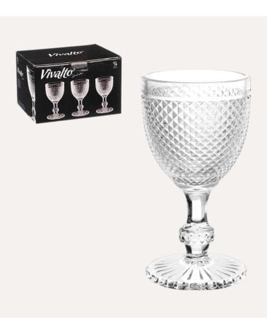 Set de 6 Copas de Vino Edición Especial de Cristal Tallado