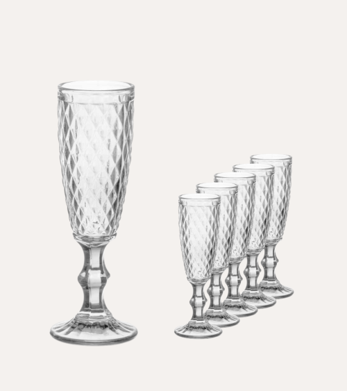 Set de 6 Copas de Cava Diamond de Cristal Tallado