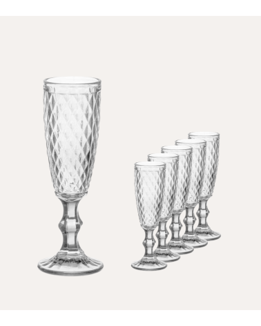 Set de 6 Copas de Cava Diamond de Cristal Tallado