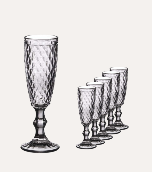 Set de 6 Copas de Cava Diamond de Cristal Tallado