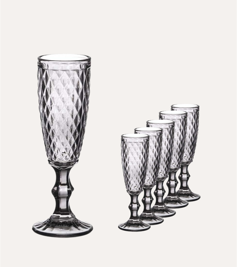 Set de 6 Copas de Cava Diamond de Cristal Tallado