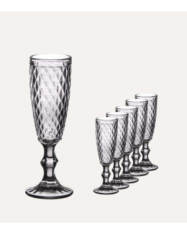 Set de 6 Copas de Cava Diamond de Cristal Tallado