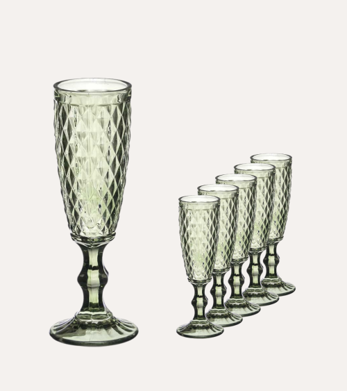 Set de 6 Copas de Cava Diamond de Cristal Tallado
