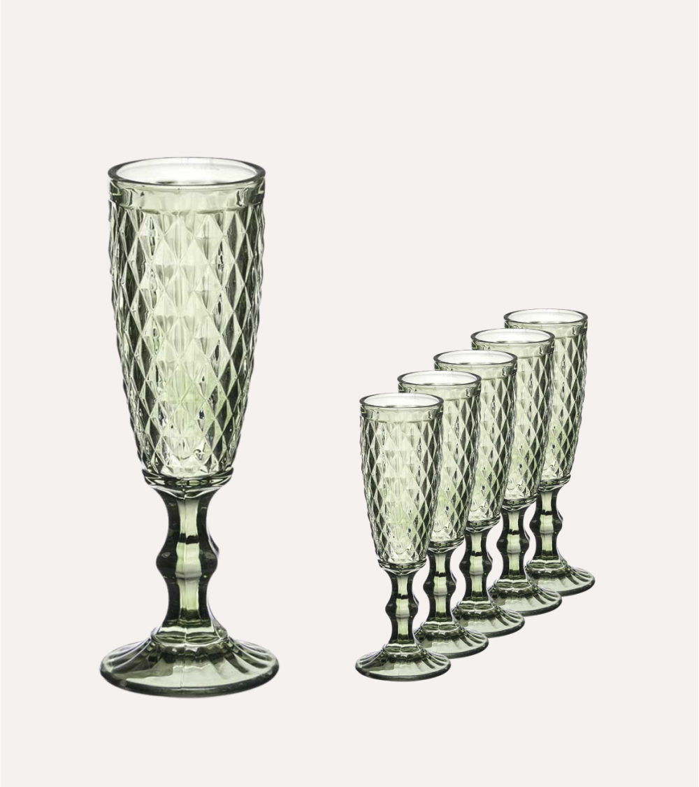 Set de 6 Copas de Cava Diamond de Cristal Tallado