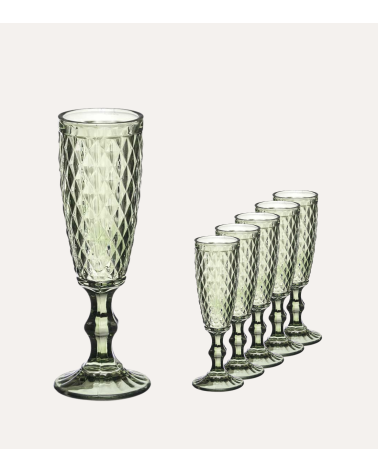 Set de 6 Copas de Cava Diamond de Cristal Tallado