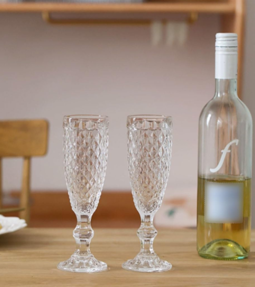 Set de 6 Copas de Cava Diamond de Cristal Tallado