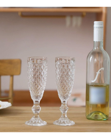 Set de 6 Copas de Cava Diamond de Cristal Tallado