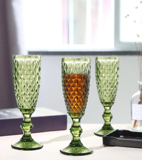 Set de 6 Copas de Cava Diamond de Cristal Tallado