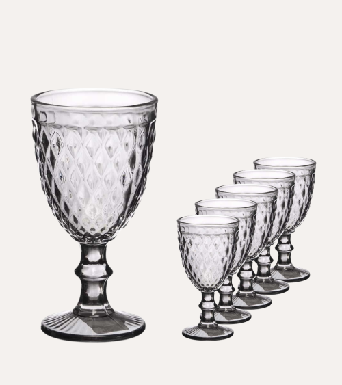Set de 6 Copas de Agua Diamond de Cristal Tallado