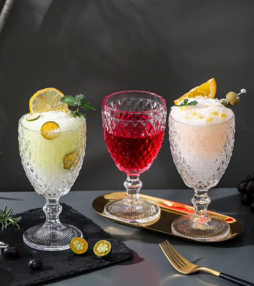 Set de 6 Copas de Vino Diamond de Cristal Tallado