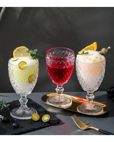 Set de 6 Copas de Vino Diamond de Cristal Tallado