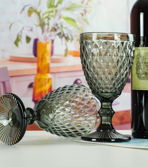 Set de 6 Copas de Vino Diamond de Cristal Tallado