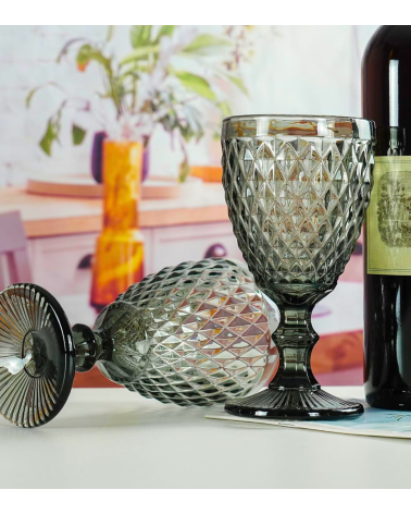 Set de 6 Copas de Vino Diamond de Cristal Tallado