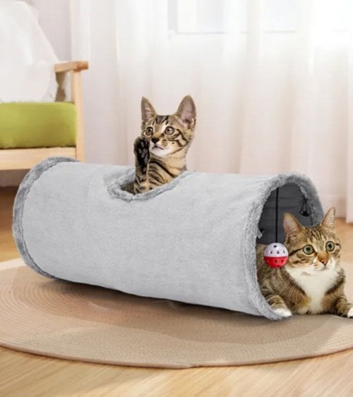 Tunel para Gatos con Juguete Colgante