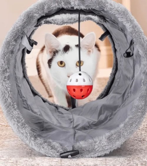 Tunel para Gatos con Juguete Colgante