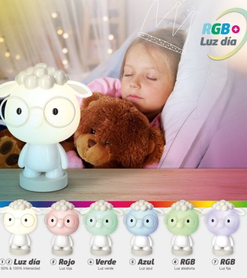 Lámpara Infantil de Oveja con 7 Modos