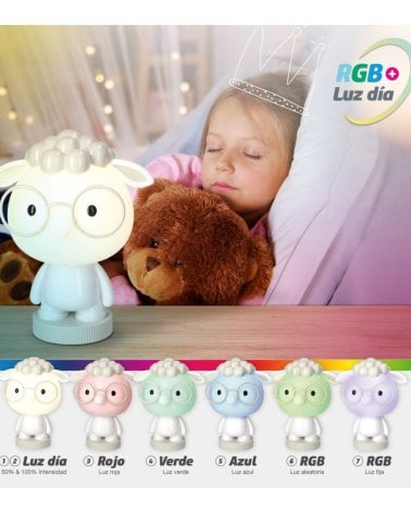 Lámpara Infantil de Oveja con 7 Modos