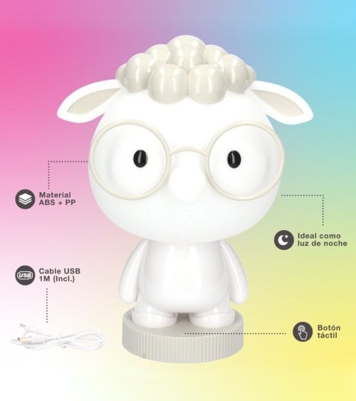 Lámpara Infantil de Oveja con 7 Modos