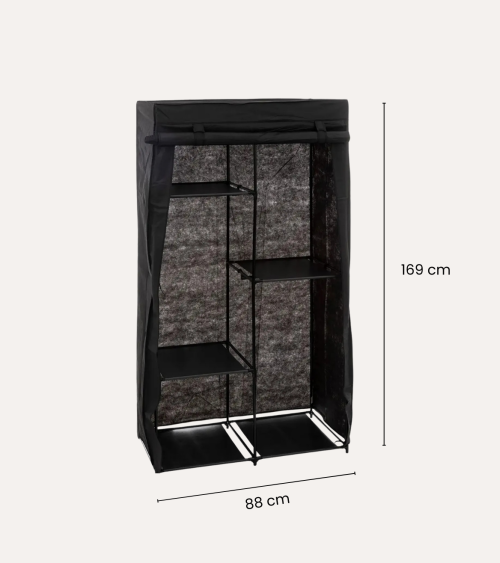 Armario Modular con 3 Barras y 5 Baldas de Tela