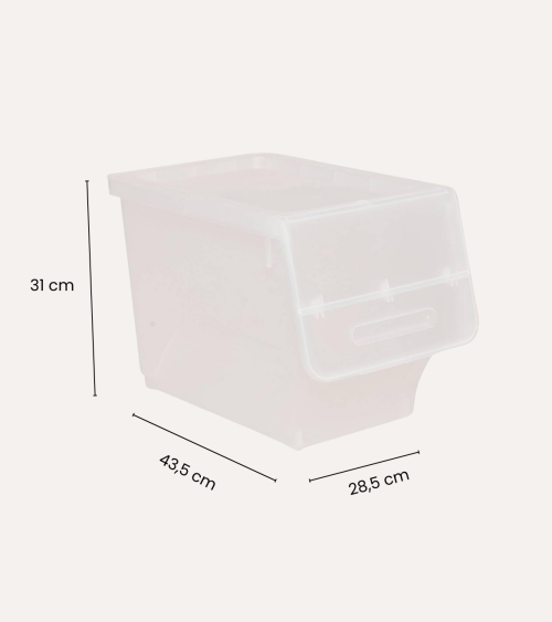 Caja de Almacenamiento con Apertura Lateral de Plástico