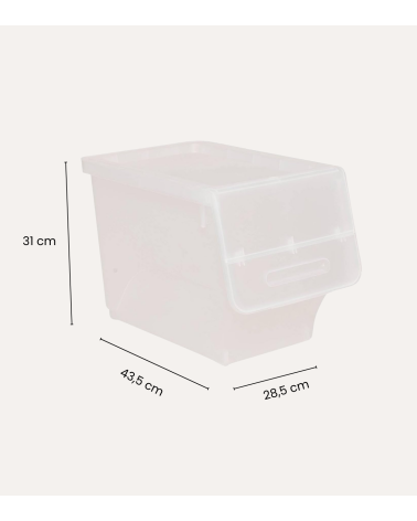 Caja de Almacenamiento con Apertura Lateral de Plástico
