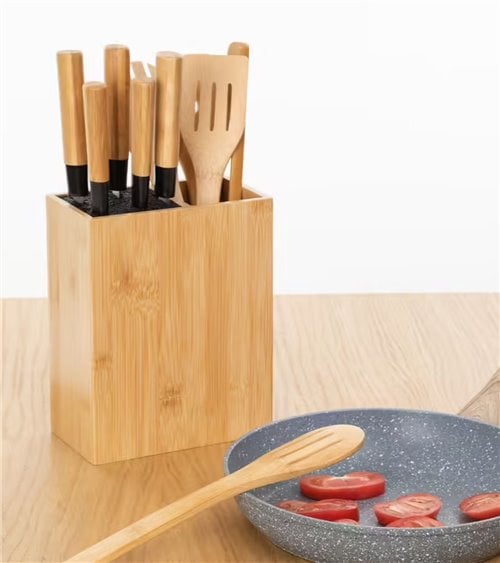 Porta Utensilios de Cocina con Accesorios de Bambú