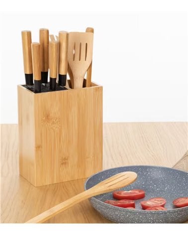 Porta Utensilios de Cocina con Accesorios de Bambú