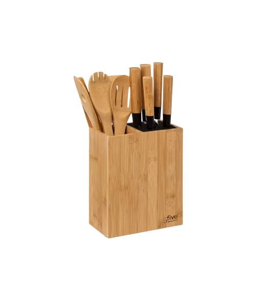 Porta Utensilios de Cocina con Accesorios de Bambú