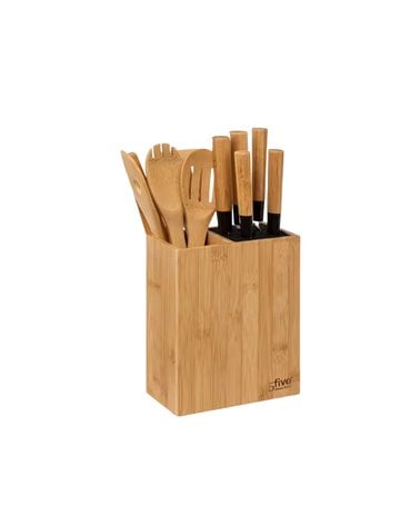Porta Utensilios de Cocina con Accesorios de Bambú