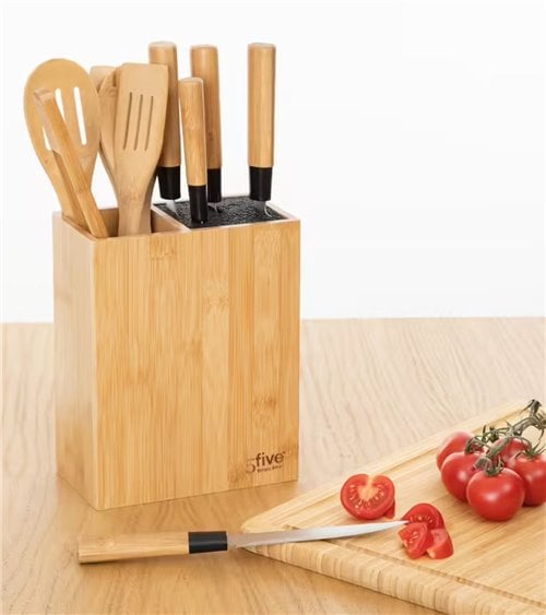 Porta Utensilios de Cocina con Accesorios de Bambú