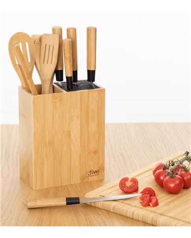 Porta Utensilios de Cocina con Accesorios de Bambú