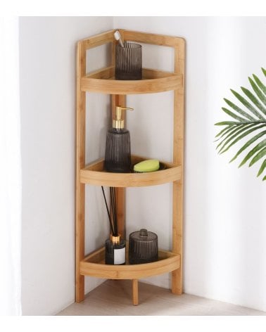 Estantería de Esquina de Bambú de 3 alturas de Bambú