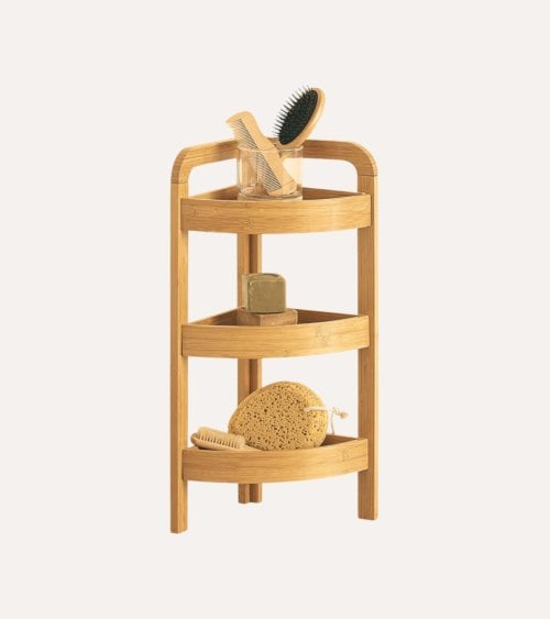 Estantería de Esquina de Bambú de 3 alturas de Bambú