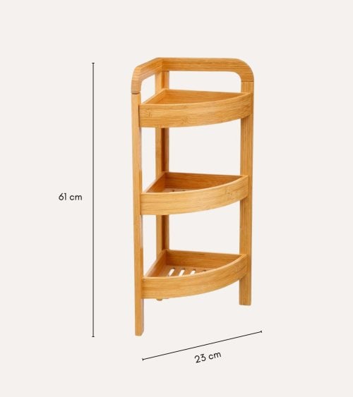 Estantería de Esquina de Bambú de 3 alturas de Bambú