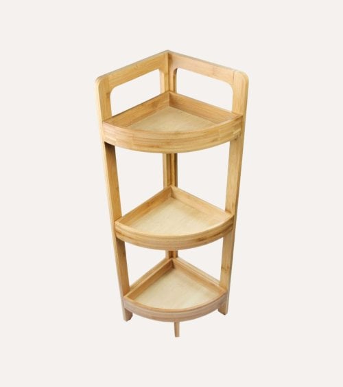 Estantería de Esquina de Bambú de 3 alturas de Bambú