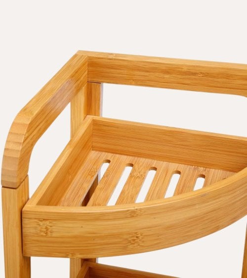 Estantería de Esquina de Bambú de 3 alturas de Bambú