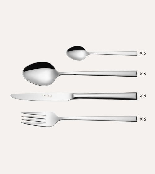 Set de 24 Cubiertos Chicago de Acero Inox 18/10