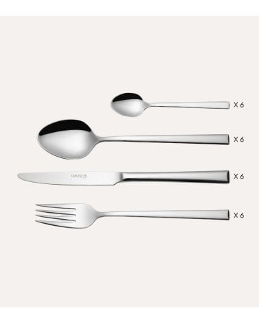 Set de 24 Cubiertos Chicago de Acero Inox 18/10