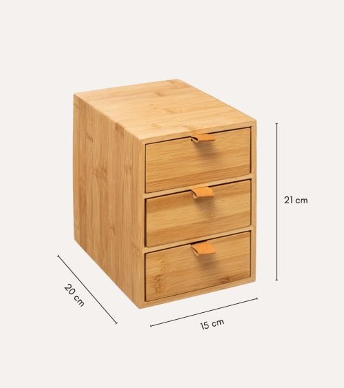 Caja de Almacenamiento 3 Cajones de Bambú