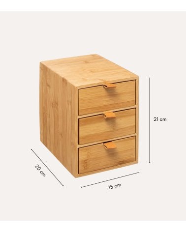 Caja de Almacenamiento 3 Cajones de Bambú