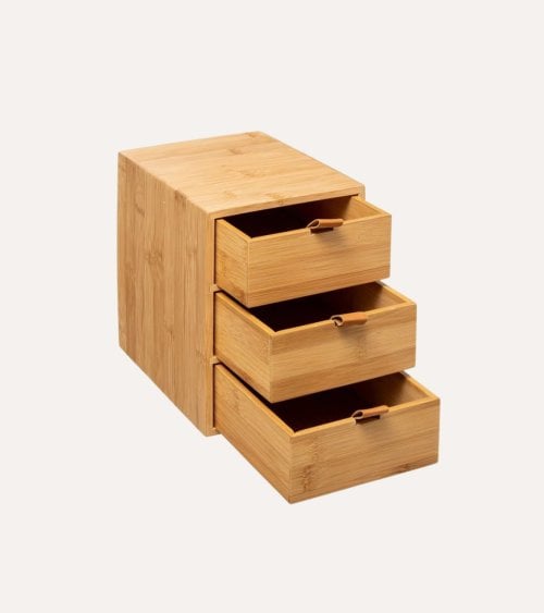 Caja de Almacenamiento 3 Cajones de Bambú
