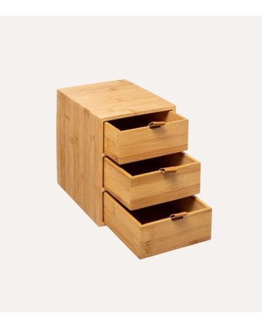 Caja de Almacenamiento 3 Cajones de Bambú