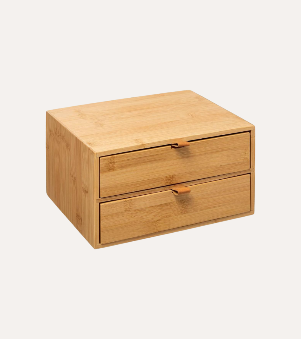 Caja de Almacenamiento 2 Cajones de Bambú