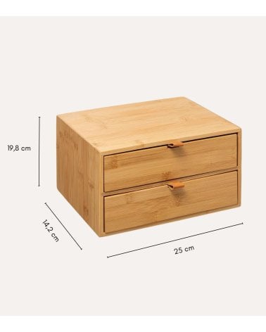 Caja de Almacenamiento 2 Cajones de Bambú