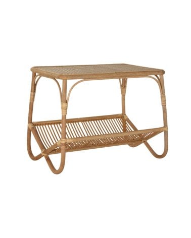 Mesa Auxiliar con Revistero en Ratán Natural-1