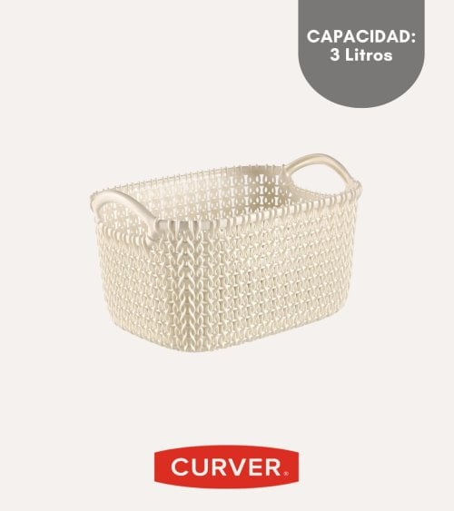 Cesta con Asas Knit de Plástico