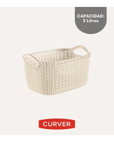 Cesta con Asas Knit de Plástico